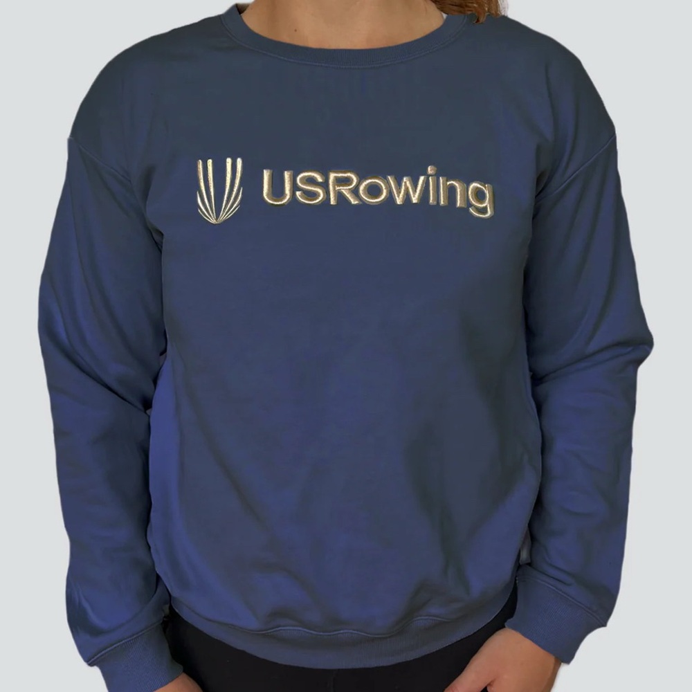 Blue USRowing Crewneck Sweater with Logo